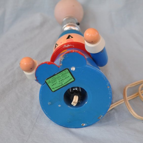 underwriters' laboratories vintage nursery desk light blue wood clown (w582) - Picture 9 of 13